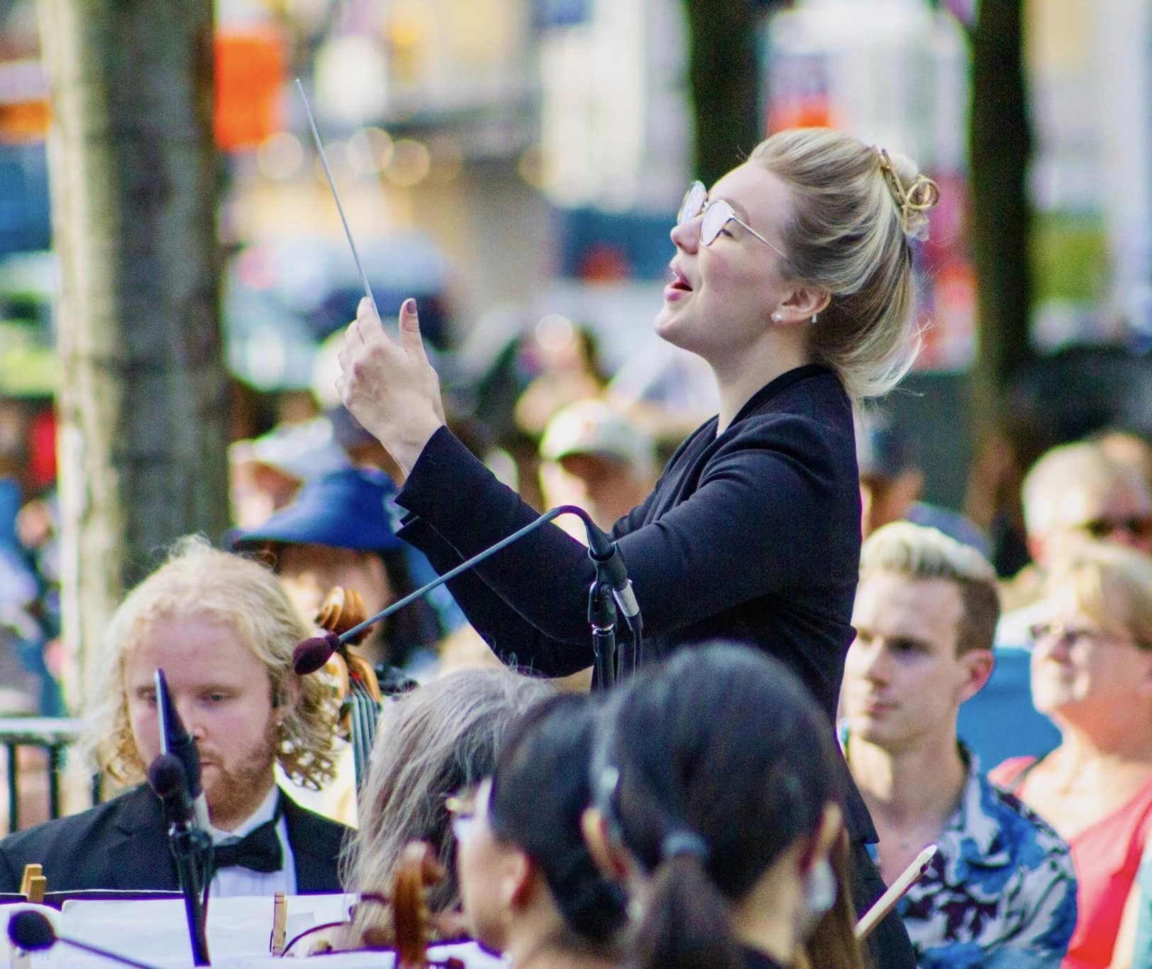 Sarah Labrie directing QCS on Hancock Adams Common